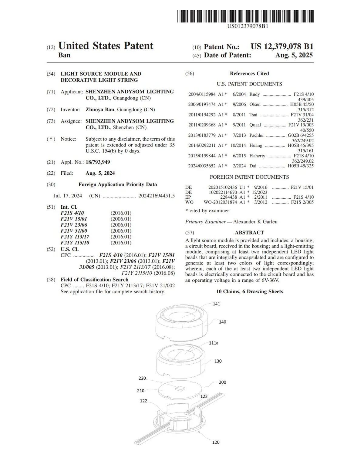United States patent document for permanent lighting products